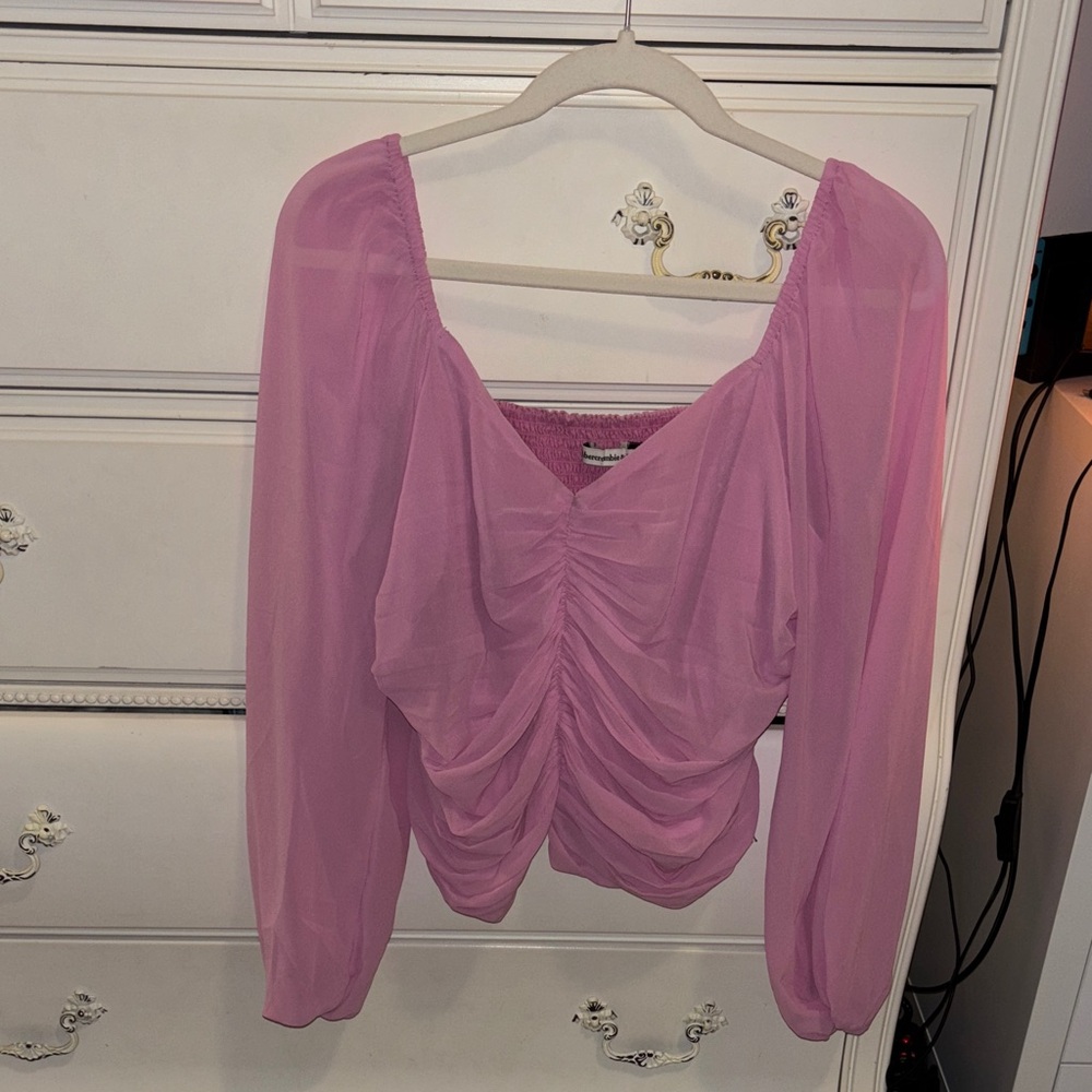 Pink Ruched Abercrombie Women's Top
